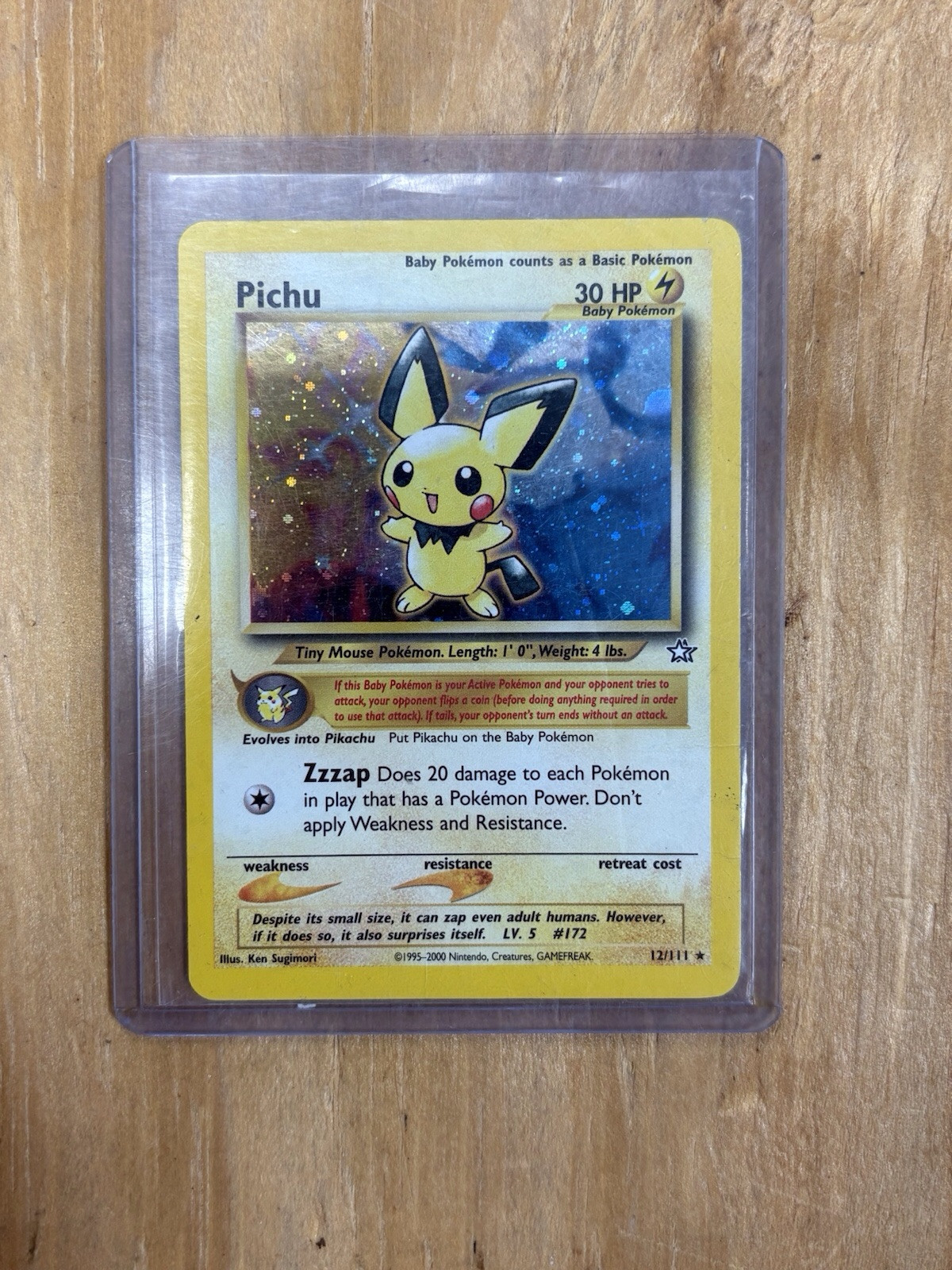 Vintage Pokemon 1st Edition Pichu 12/111 Neo Genesis Holo Rare NM SWIRL