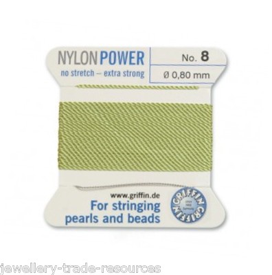 JADE GRÜN NYLON POWER SEIDENFADEN 0,80 mm SCHNURPERLEN & PERLEN GRIFFIN 8