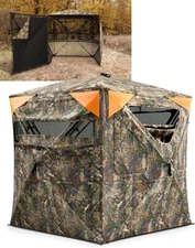 Hunting Blind, 360°Silent See Through Blind with Swing Door, 2-3 Person 300D Pop