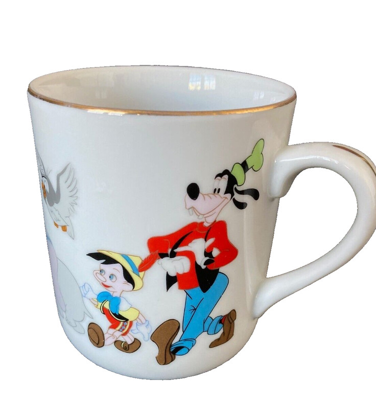 Walt Disney World Mickey Mouse Coffee Mug Cup Porcelain Japan Gold Rim 1970s