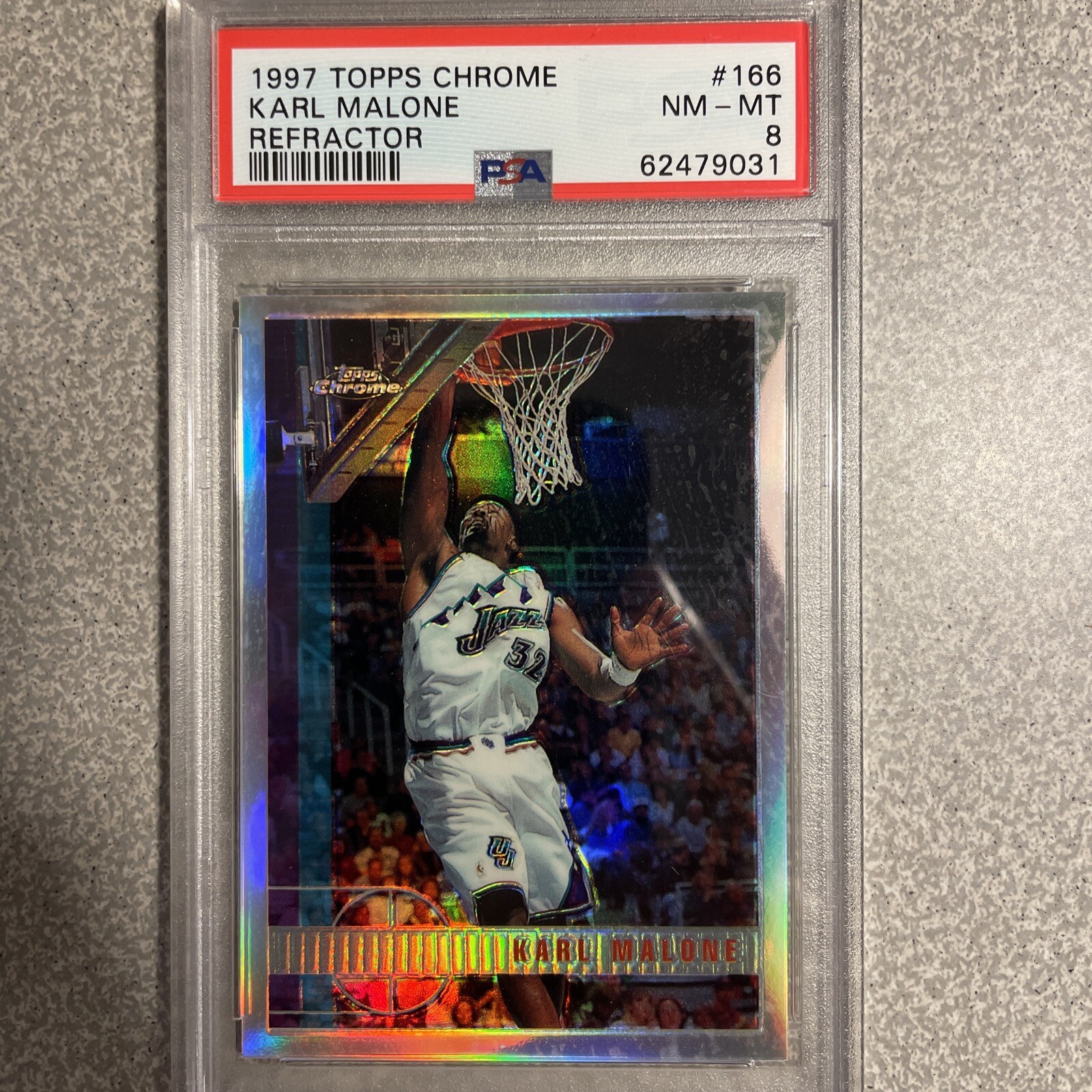 🔥1997-98 Topps Chrome Refractors 166 Karl Malone PSA 8 Population Only 4 Jazz
