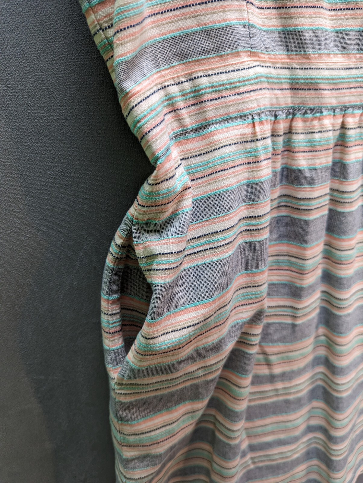 Fat face Smock Dress Size 18 100% Cotton Woven Multicolour Stripe With Pockets image 9