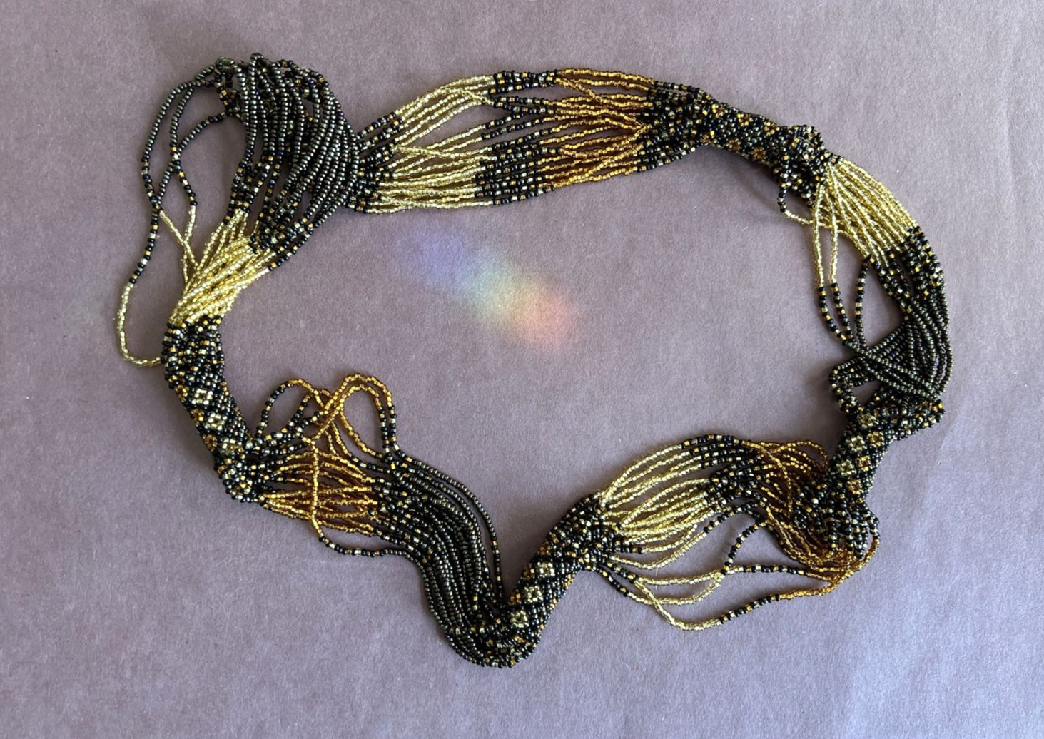 Multi Strand Metallic Seed Bead Statement Necklac… - image 2