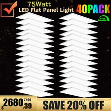 2x4 LED Flat Panel Troffer Light,40 Pack,75W Recessed Edge-Lit Drop Ceiling Lamp