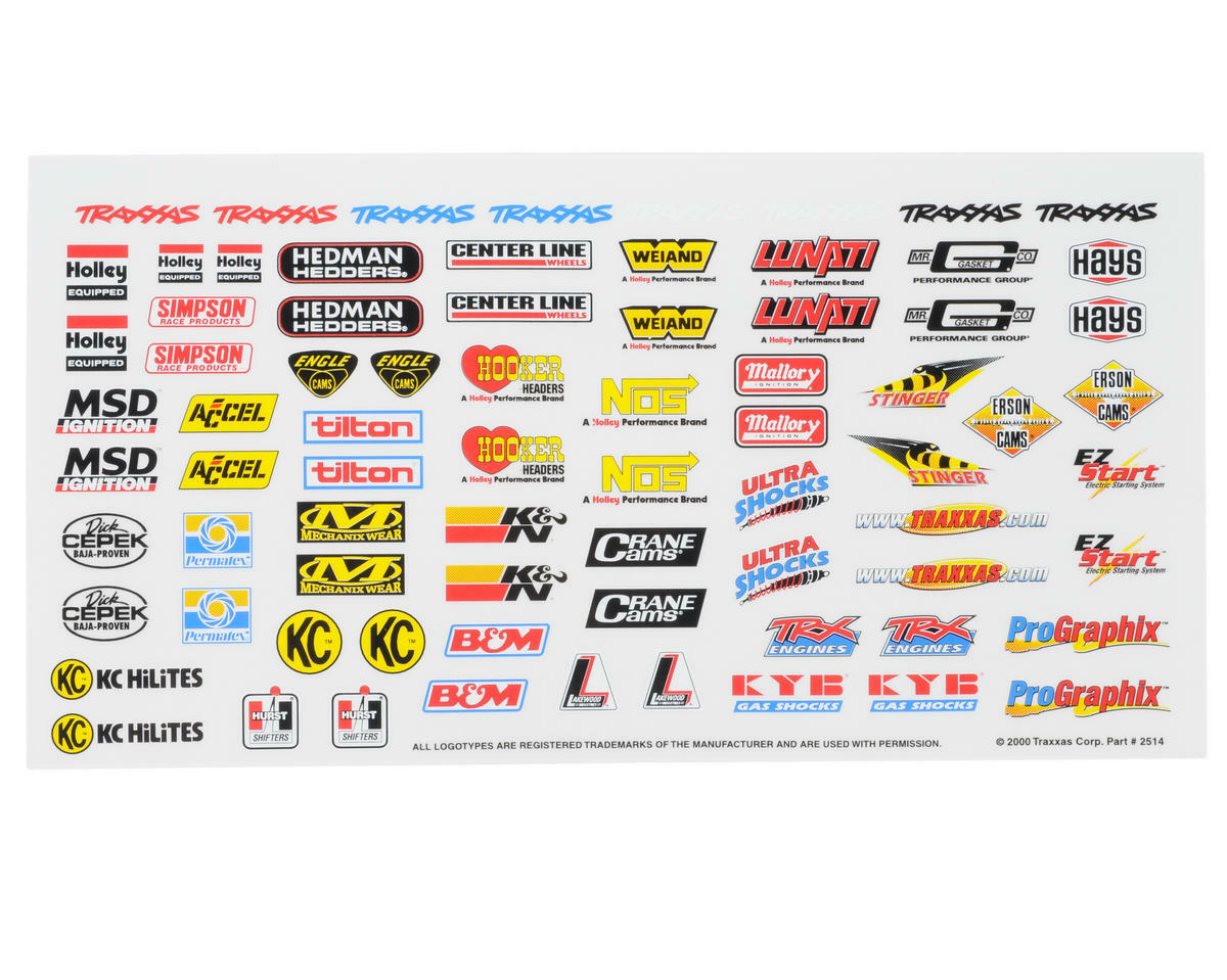 Traxxas Racing Sponsors Decal Sheet Traxxas Racing Sponsors Decal Sheet