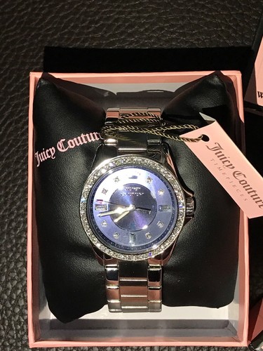 Mode Montre neuve dans sa boîte couture juteuse violet violet cristaux Swarovski argent acier RARE