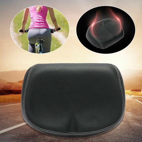 Bike Large Wide Saddle Bike Cycling Noseless Soft PVC PU Seat Black Big Ass Bike - Picture 2 of 12