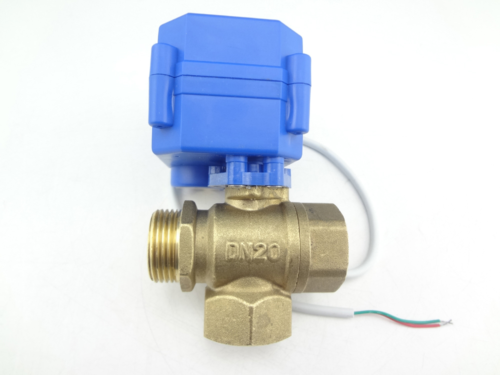 1X3 way motorized ball valve G3/4"" DN20 12V (Reduce Port) L-Port Electric Valve