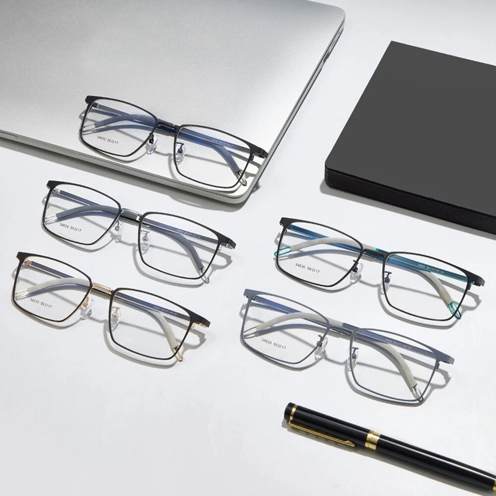 Ultra Light Square Eyeglasses Frame Men Super Wide Extra Large Metal Frame