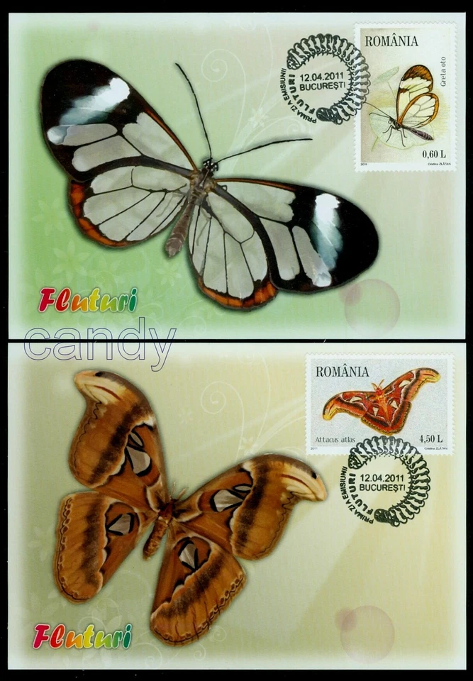 2011 Mariposas, mariposas, papillones, trampa, Rumania, 6509 = 6 tarjetas maxi FDC Foto 2 de 2