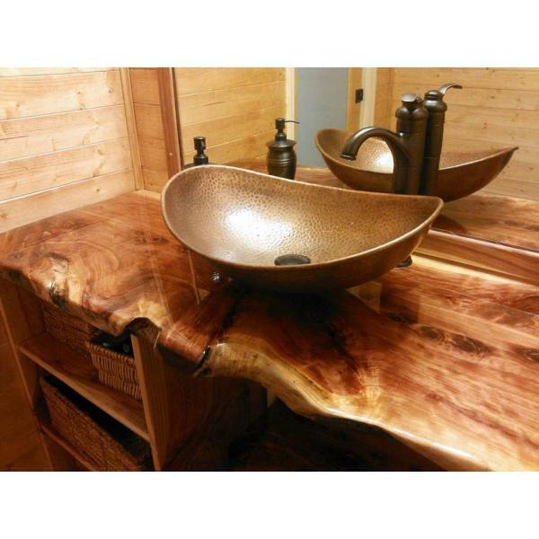 Solid Hammered Copper Handmade Round Vessel Bathroom Sink For Sale