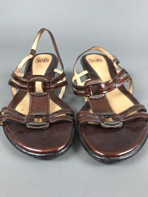 Sofft leather slingback sandals brown rubber soles 2