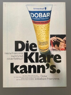 Die Klare kann´s. Dobar Frisiercreme retro 1969 Vintage Ad Werbung Reklame