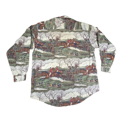 Vintage Tango Button Down by Max Raab XL Horse Back Hound Hunting All Over Print - Picture 2 of 7