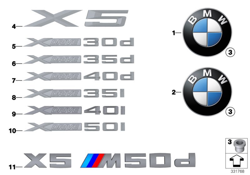BMW Genuine Exterior Model Badge Emblem Lettering For X5 E70 LCI 