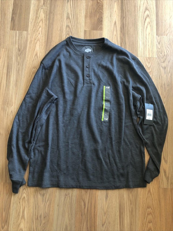 NWT John Bartell Knit Long Sleeve Shirt Grey Mens Large