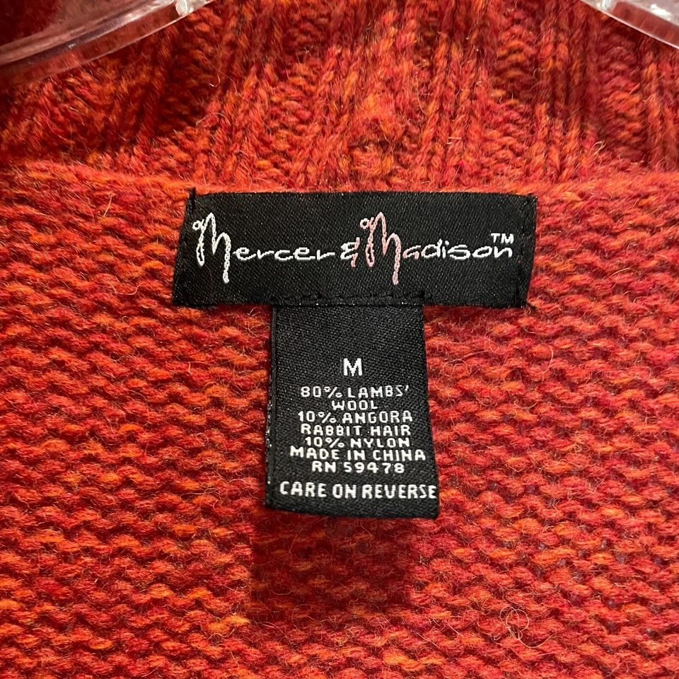 Mercer & Madison Women's M Cardigan Burnt Orange Lambswool Angora Short Sleeve - Image 3 of 4
