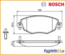 Brake pad set, disc brake Bosch 0986494724 for Ford
