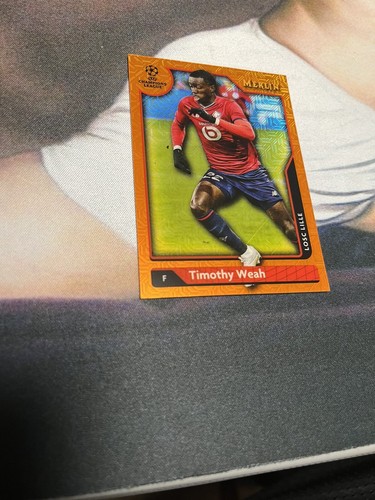 Refractor Timothy Weah Topps Merlin Cromo Naranja 9/25 SSP Lille USMNT - Imagen 3 de 10