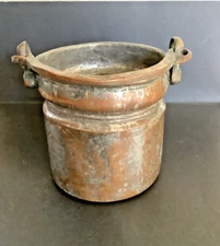 Antique Copper and Mixed Metal Cauldron with Handle