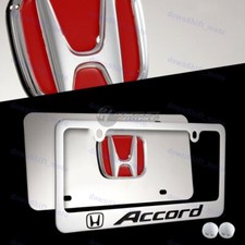 For Honda Accord 3d Stainless Steel License Plate Frame W Caps - Front Back For Honda Accord 3d Stainless Steel License Plate Frame W Caps - Front Back