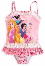 Disney Store Princess Snow White Jasmine Rapunzel 2 PC Swimsuit Girl Size 5/6
