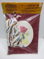 VTG Paragon Needlepoint Calico Kit 5030 Young Bonnet Girl Flowers NEW SEALED