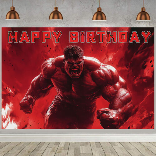 Red Hulk Party Supplies Backdrop Banner Poster Vinyl 5x3ft Birthday Gift