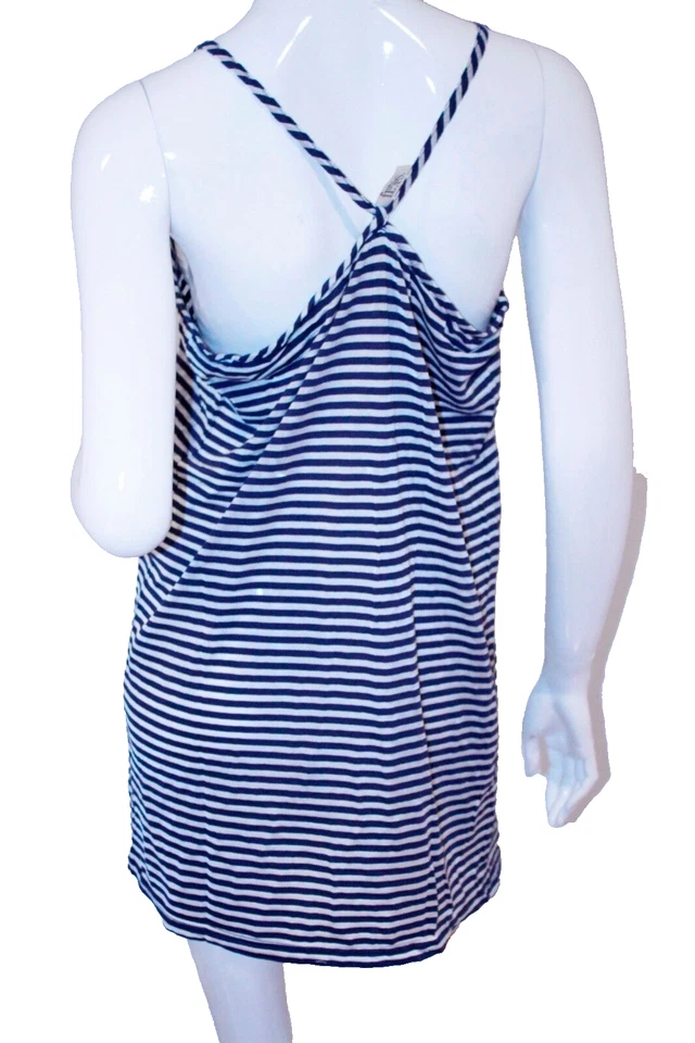 *** FLUXUS Racerback TANK Striped BLUE White LONG Top ( M ) - Image 2 of 2