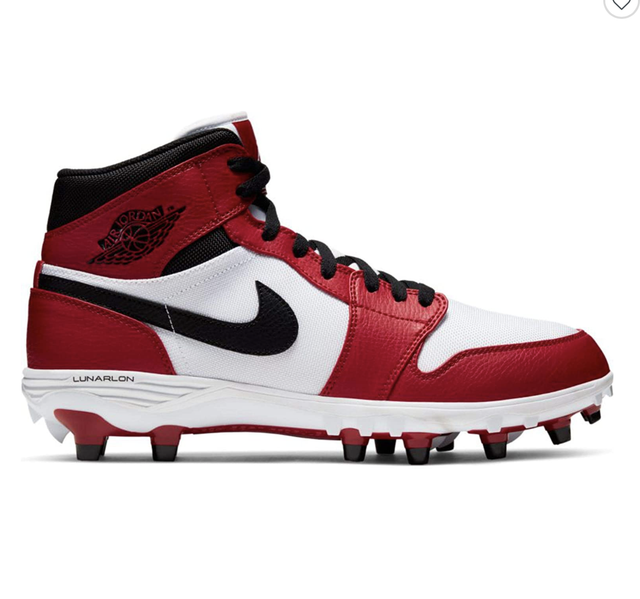 Nike Air Jordan Retro 1 TD Mid Mens Football Cleats Chicago White/Red