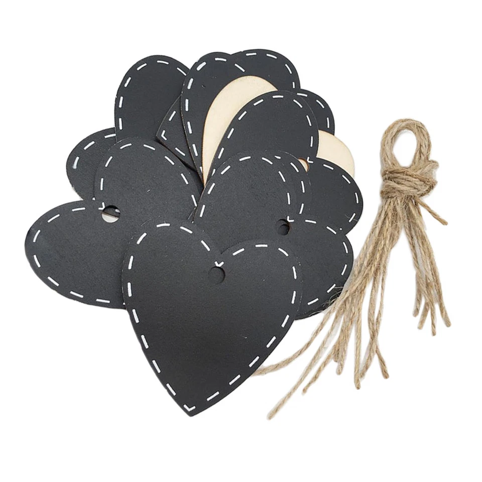 10pcs Mini Heart Shaped Chalk Message Memo Board Blackboard Hanging Tag 73mm - Image 2 of 4