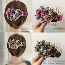 Fashion Hairpin Clip Headwear Rhinestone Large Banquet Claw Duckbill Clip Updo