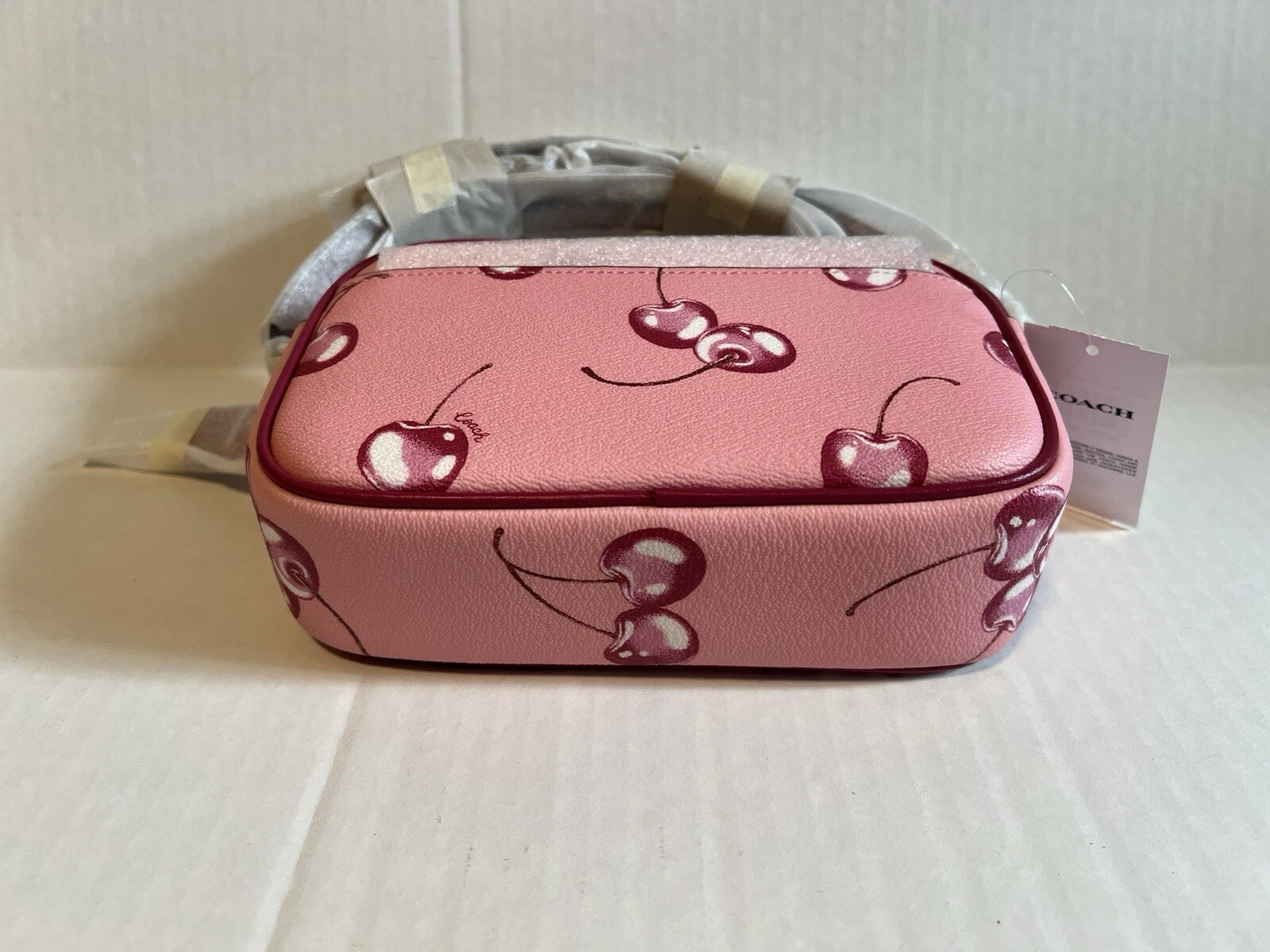 Borsa fotocamera Coach Mini Jamie con stampa ciliegia fiore rosa CR173 OTTIMA stampa ?