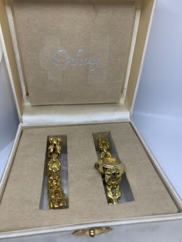 Orkay Gold Tone Water Resistant Dial Watch and Bracelet Set - Picture 1 of 7