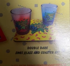 Nickelodeon The Nick Box Double Dare Shot Glass and Coaster Set Glasses New