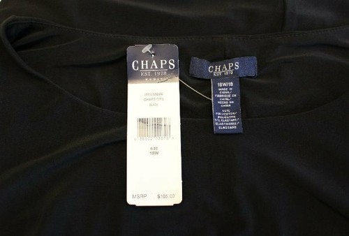 Chaps Womens Black Ruched Sheath Dress Sz 18 NWT LBD $105 Career Cocktail - Picture 4 of 5