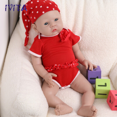 IVITA 20'' Big Newborn Baby Girl Lifelike Fullbody Silicone Doll Birthday Gift