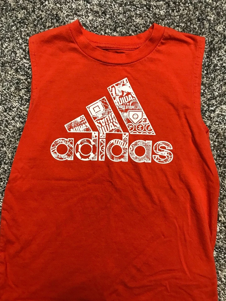 Adidas Youth Boys Orange Sleeveless Cutoff T-Shirt Size: 5 - Image 2 of 4