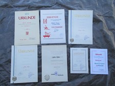 Konvolut 7 Urkunden Sportverein DDR