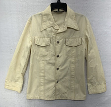 Vintage 1970s Sears The Men's Store Kings Road Cream Polyester Disco S/M