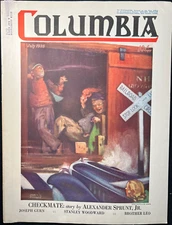 COLUMBIA MAGAZINE - July 1935 - RIDING THE RAILS THEMED / Insurance Ad