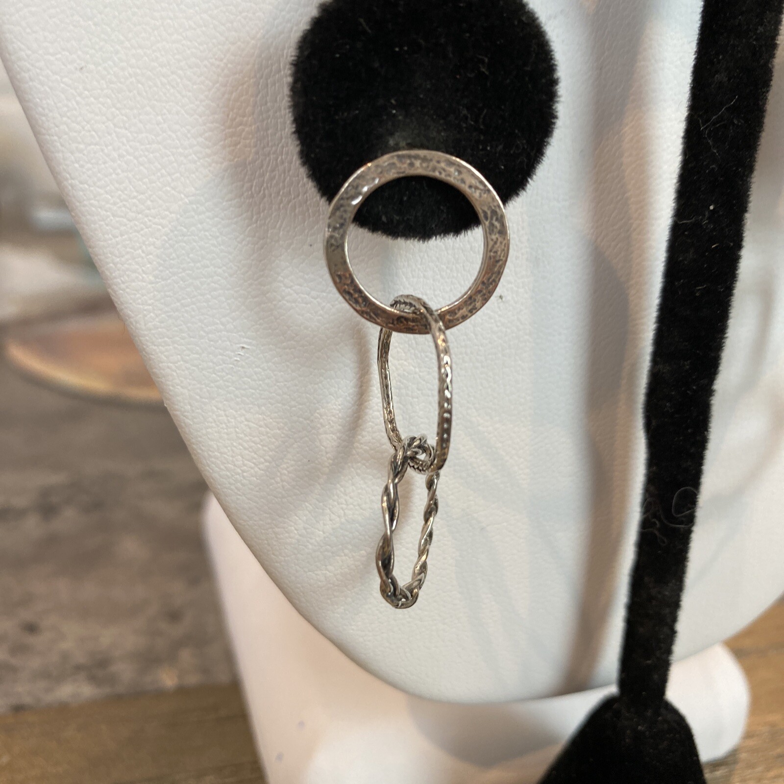 Sterling Silver (3) Open Interlocking Dangling Ci… - image 3