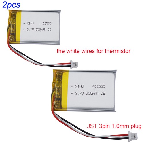 2pcs 3.7V 350mAh 1.29Wh 402535 Rechargeable Li Battery JST-SH 1.0mm 3Pin Plug - Bild 1 von 4