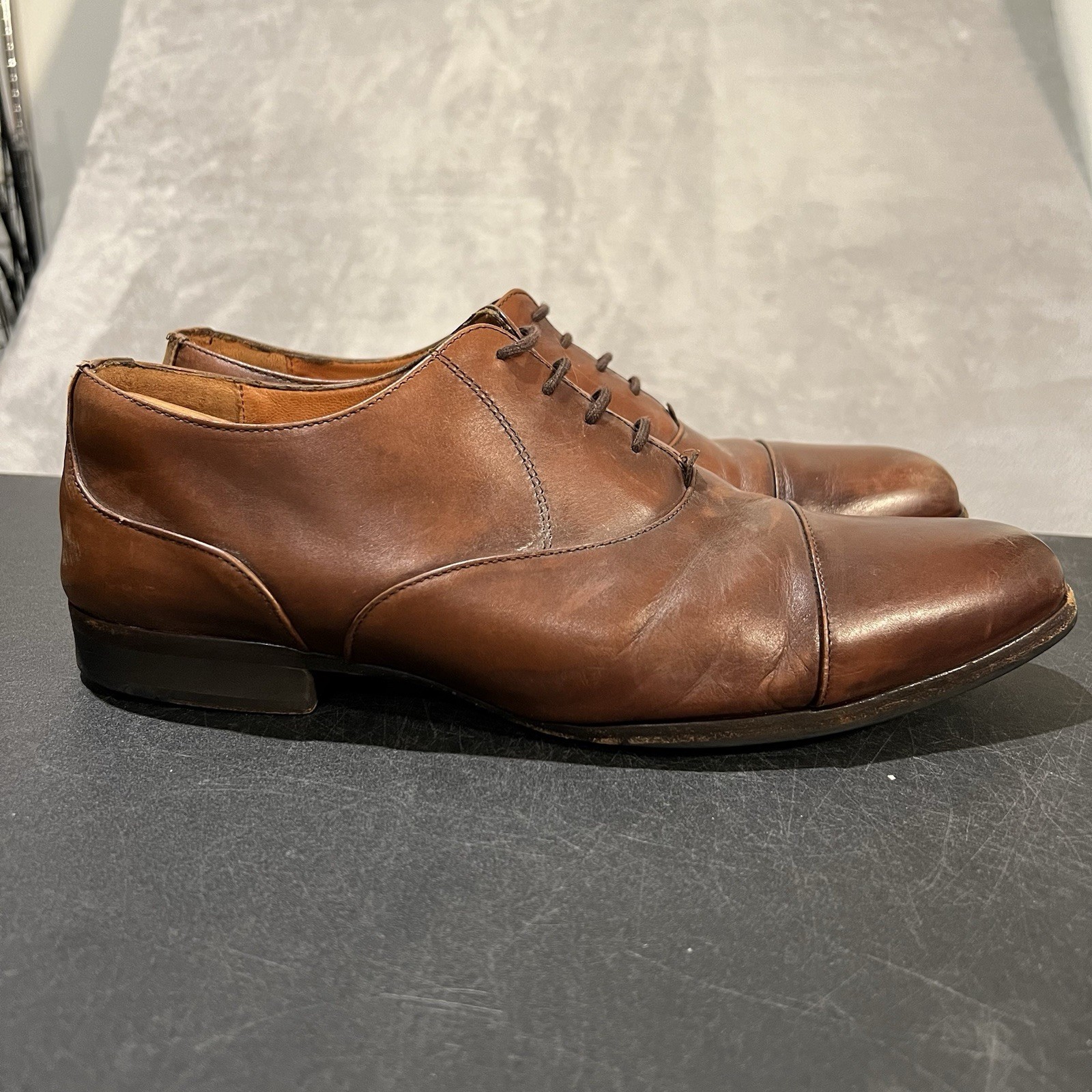 SAOLA Scarpe eleganti Oxford da uomo Wolf and Shepherd punta a cappuccio 12 5 acero marrone pelle di vitello