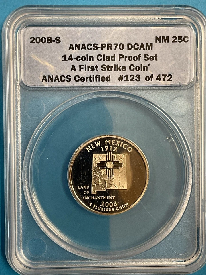 3-Coins 25c/25c/25c 2008S State Quarters ANACS PR70DCAM OK/NM/AZ - Image 4 of 4