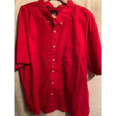Basic Editions Mens 4XL Red Short Sleeve Button Down Shirt Big and Tall Casual