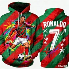 Ronaldo Hoodie 3D Print Football Fan Sweatshirt Men Women Kids Y2K Commemorative