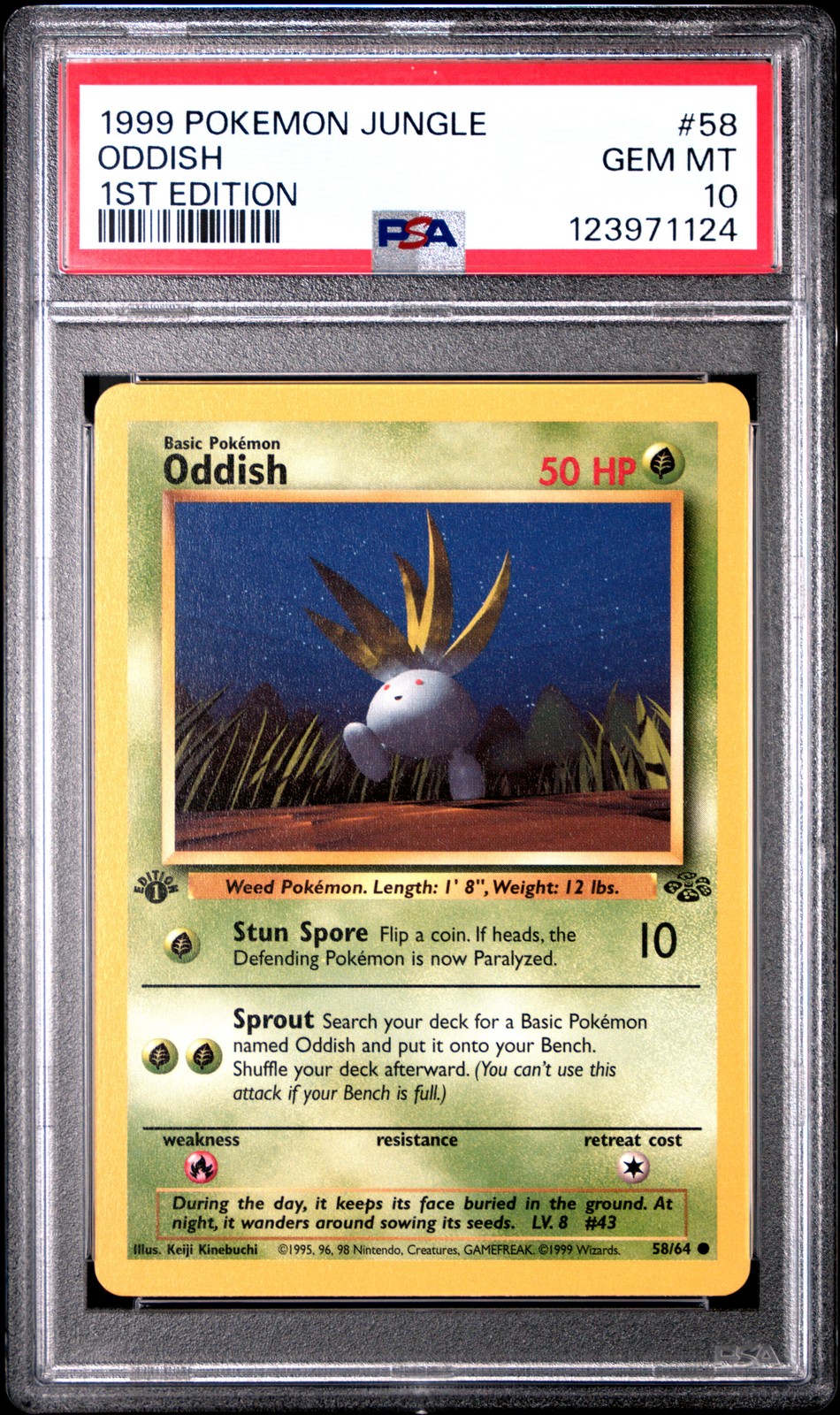 1999 POKEMON JUNGLE 1ST ED #58 ODDISH PSA 10