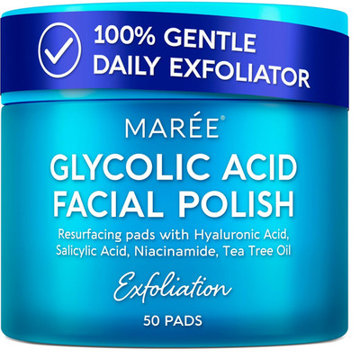 MAREE Glycolic Acid Pads - Toner Pads for Face Cleansing - Exfoliating Pad with