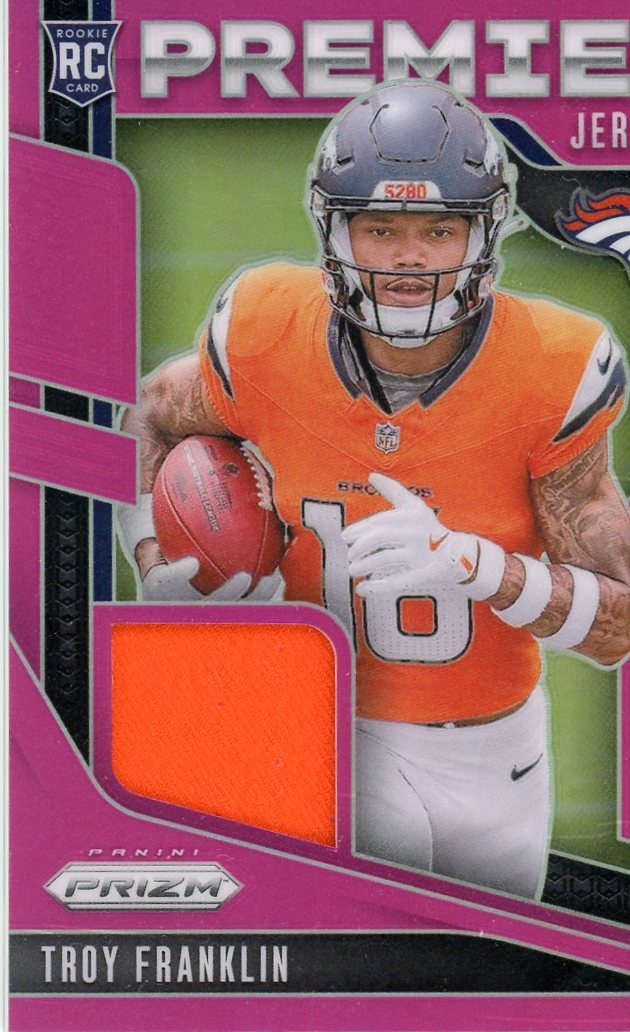 Troy Franklin Premier Jersey Patch RC Pink Prizm 2024 Panini Prizm